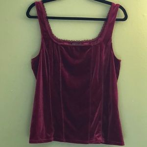 NWOT White House Black Market burgundy velvet cami